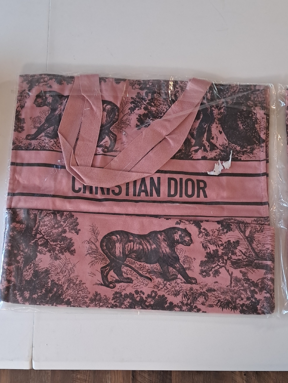 BRAND NEW IN BAG Dior Pink Toile Canvas Beach Tote with Animal DIORIVERA
